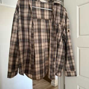 Vici Plaid Button-Up Shirt - Brown and Blue